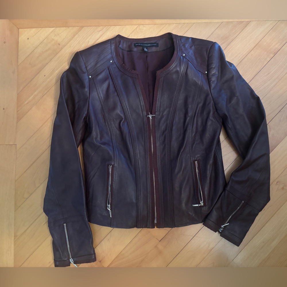 White House Black Market Bomber Jacket, deep purple, NWOT, size Small